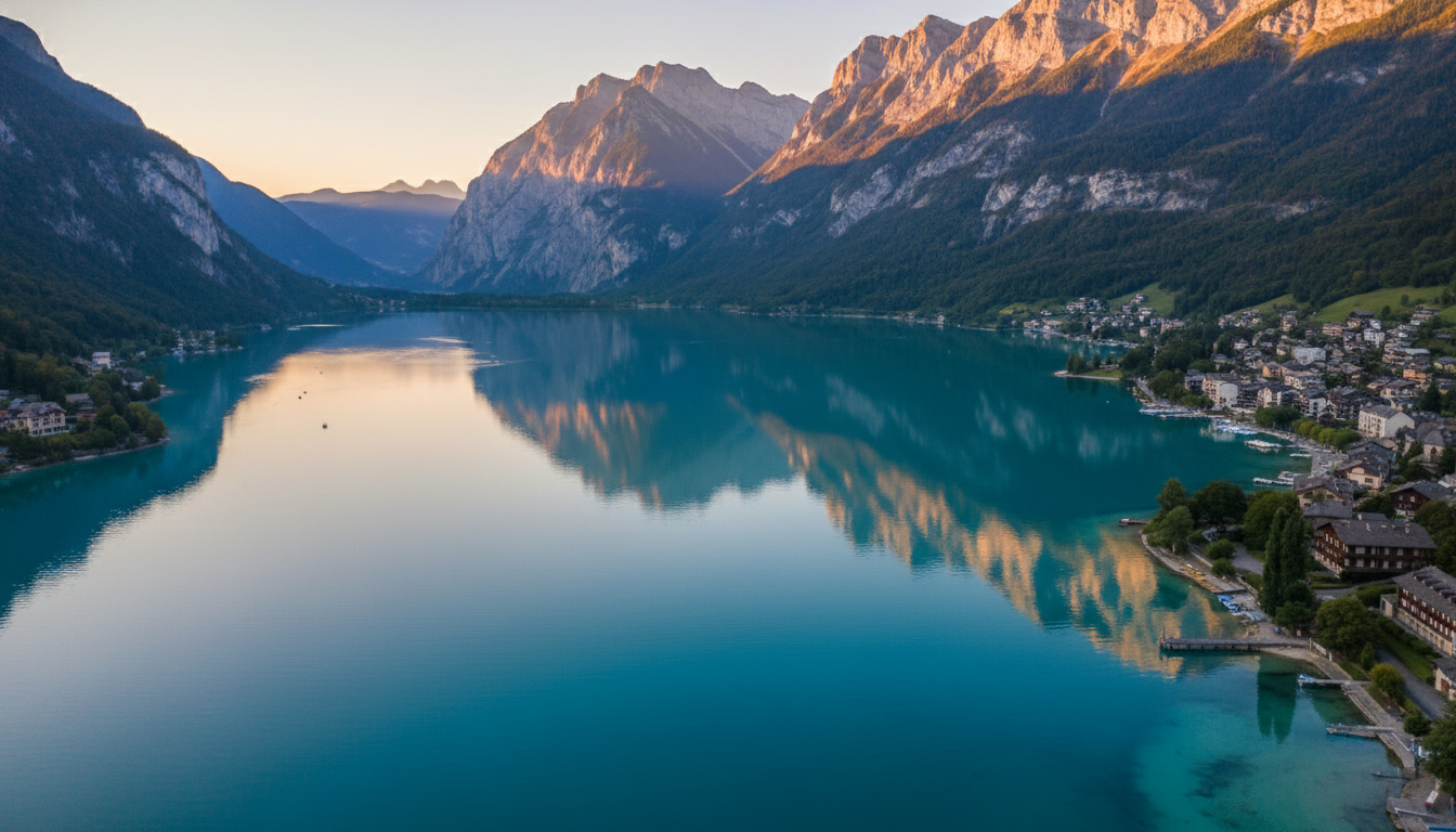 Plongée au lac d’Annecy avec montagnes et eau claire